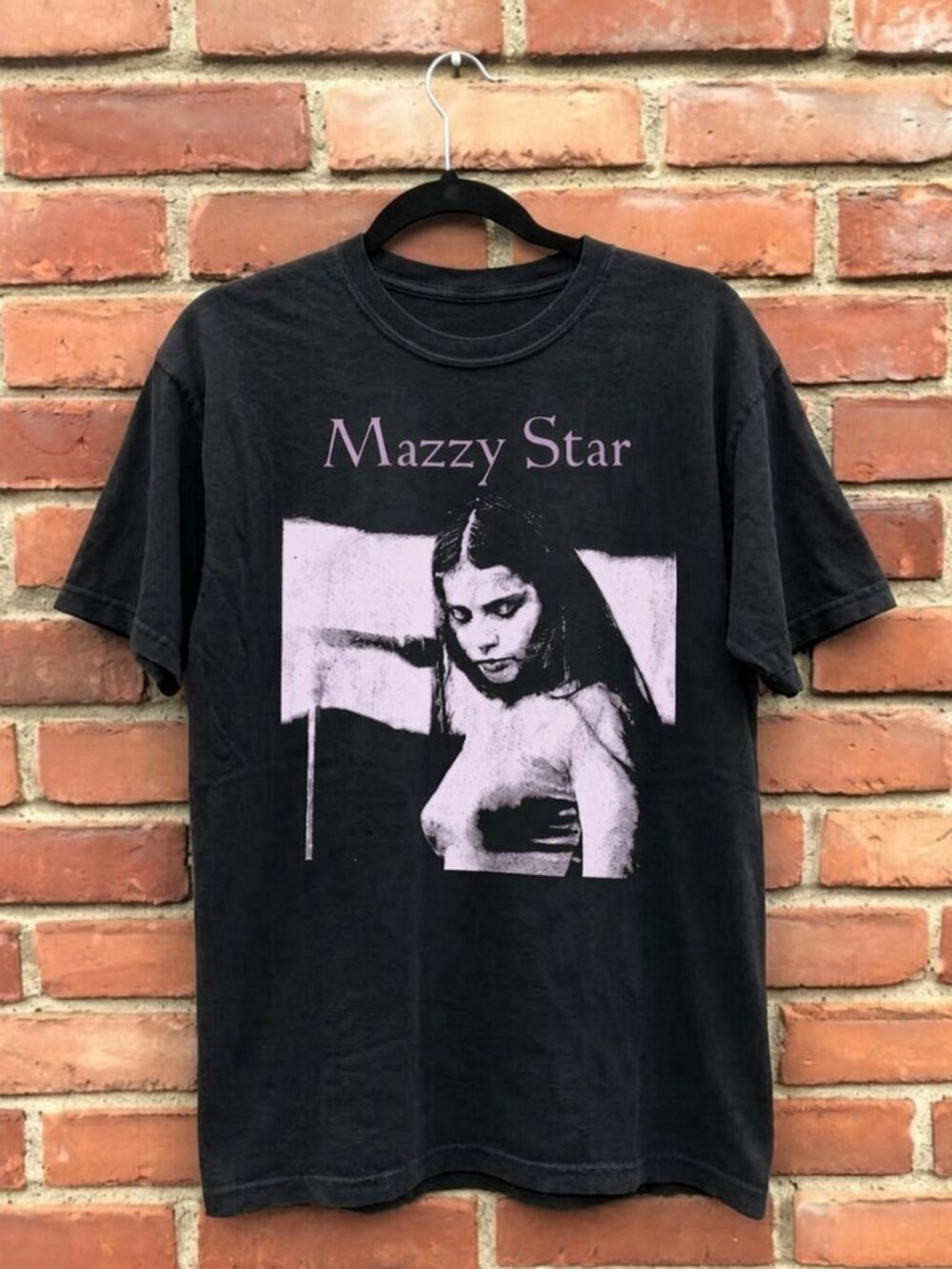 Lilac Portrait Graphic Tee Black Moody Dreamy 90s Art NWT